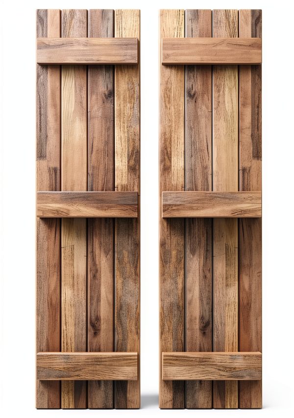Americraft Four Board Shutters 14"W x 82"H Real Wood Unfinished-0