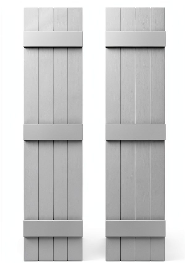 Board-n-Batten Shutters by Ekena Millwork – 75in Platinum-0