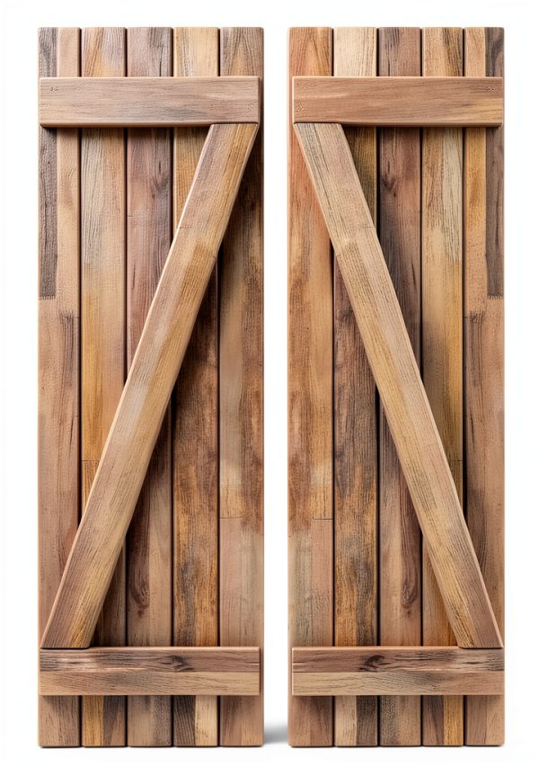 Americraft 17.5"W x 60"H Five Board Board‑Batten Shutters with Z‑Bar-0